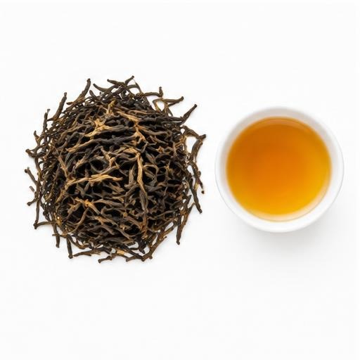 Illustrative Nuwara Eliya OP loose tea and cup on white
