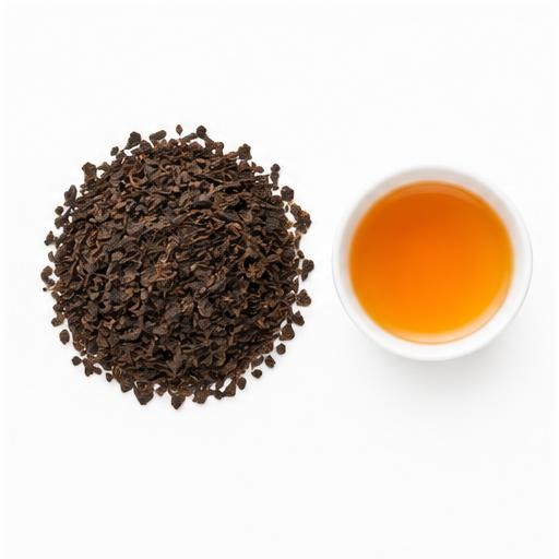 Illustrative Dimbula BOP loose tea and cup on white