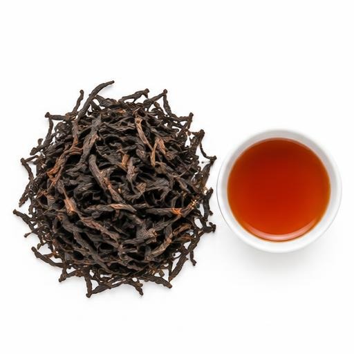 Illustrative Ruhuna OP loose tea and cup on white