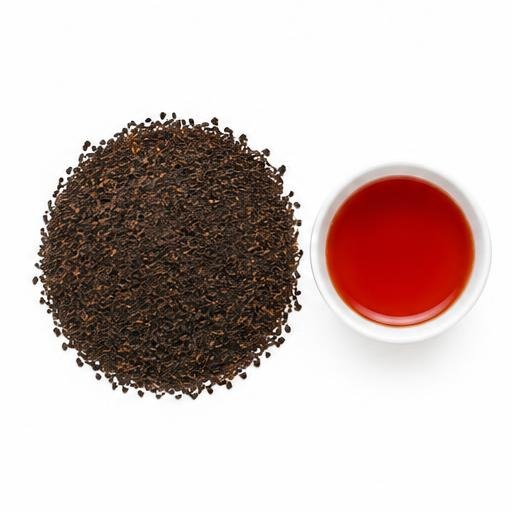 Illustrative Ceylon BOPF loose tea and cup on white