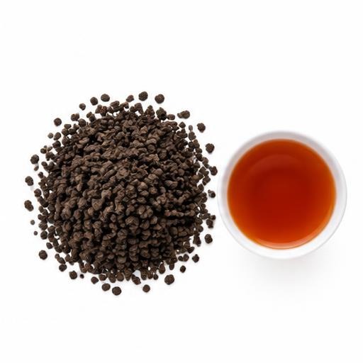 Illustrative Kenya CTC BP1 loose tea and cup on white