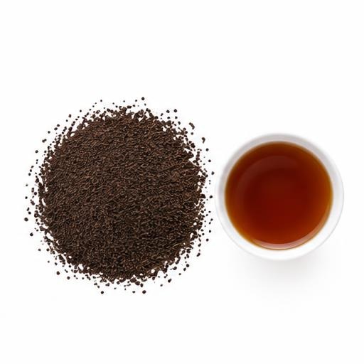 Illustrative Kenya CTC PD loose tea and cup on white